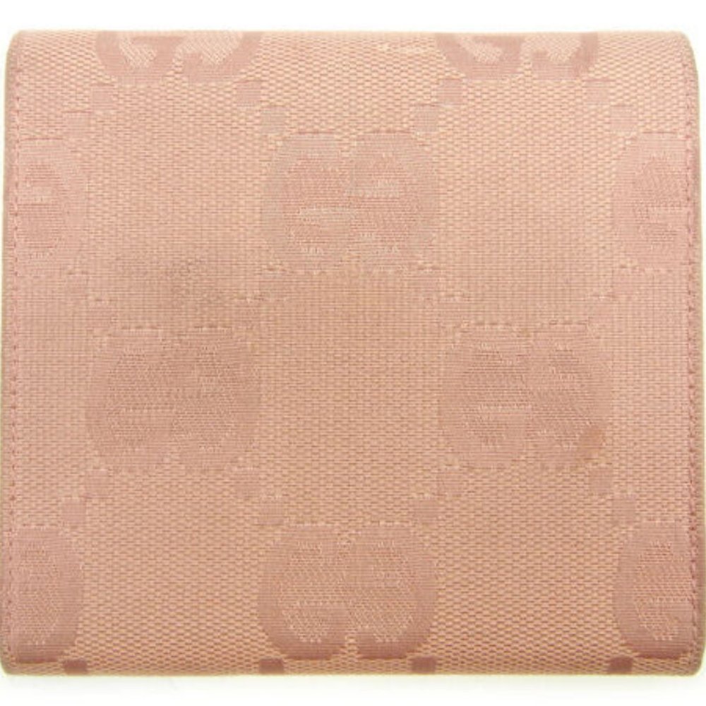 Gucci Wallet Purse Trifold G logos Pink Beige Woman Authentic Used